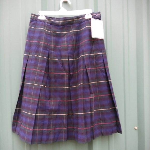 New Junior Girls Teens Tartan Plaid Midi Skirt Size 8 1/2 School Uniform Preppy - Picture 1 of 5